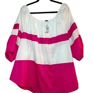 NWT Ashley Stewart Colorblock Pink White Top  Women's Plus Size 26